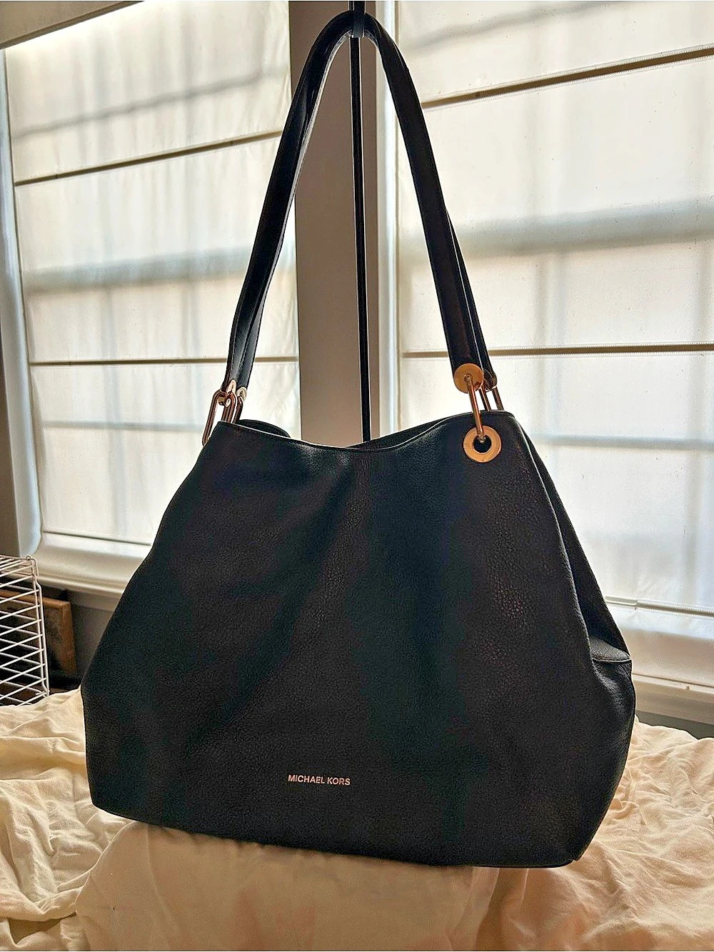 Michael Kors Joan Large Pebbled Leather Hobo Bag Black